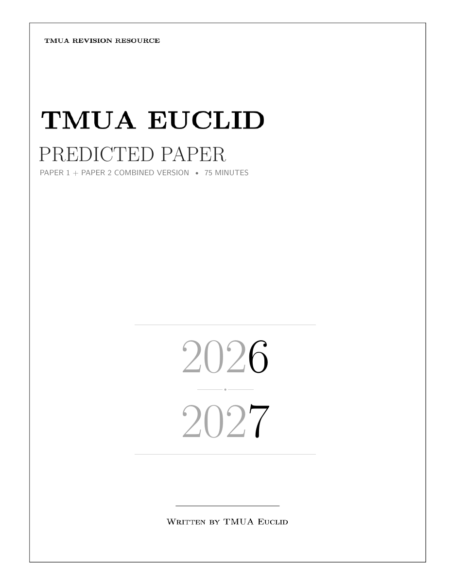 Front cover of the TMUA Euclid 2026–2027 Predicted Paper